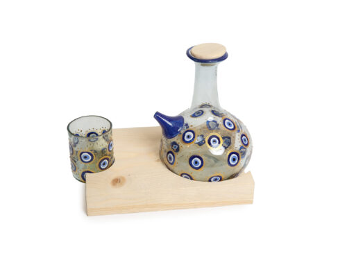 Blue Evil Eye Jug and Glass Set