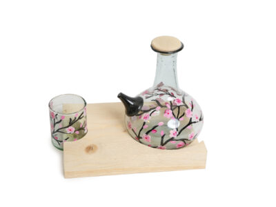 Pink Flowers Jug and Glass Set
